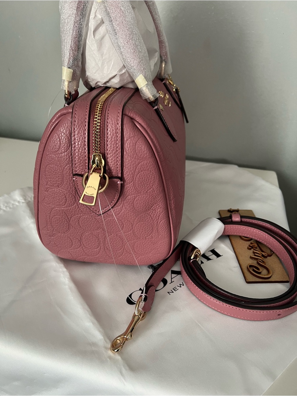 Coach Rowan Bag In Signature Leather With Flower Coin Purse And Wallet - Picture 6 of 15